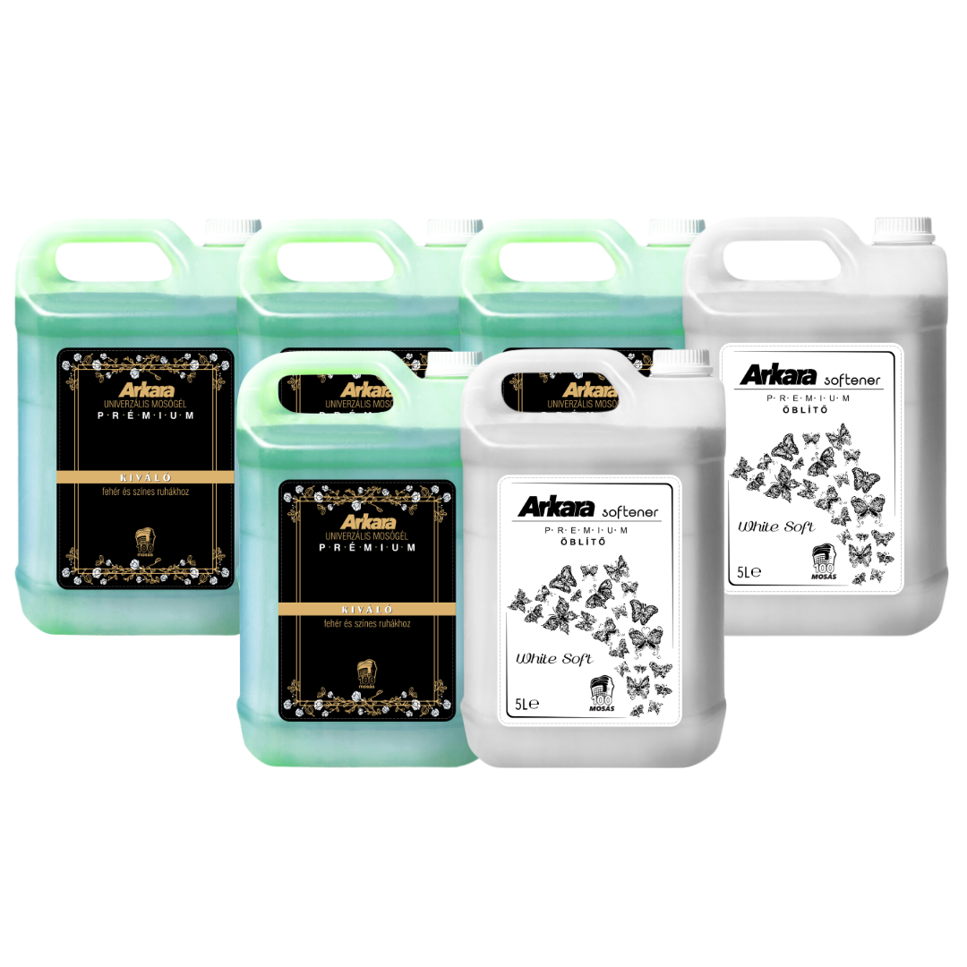 4x Univerzális Kiváló Mosószer + 2x Premium Öblítő csomag